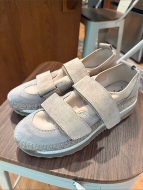 Free People Beige Suede Velcro Espadrille Sneakers